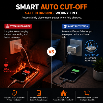 Smart Auto Cut-Off Full Charge Type-C Protector Charger Adapter